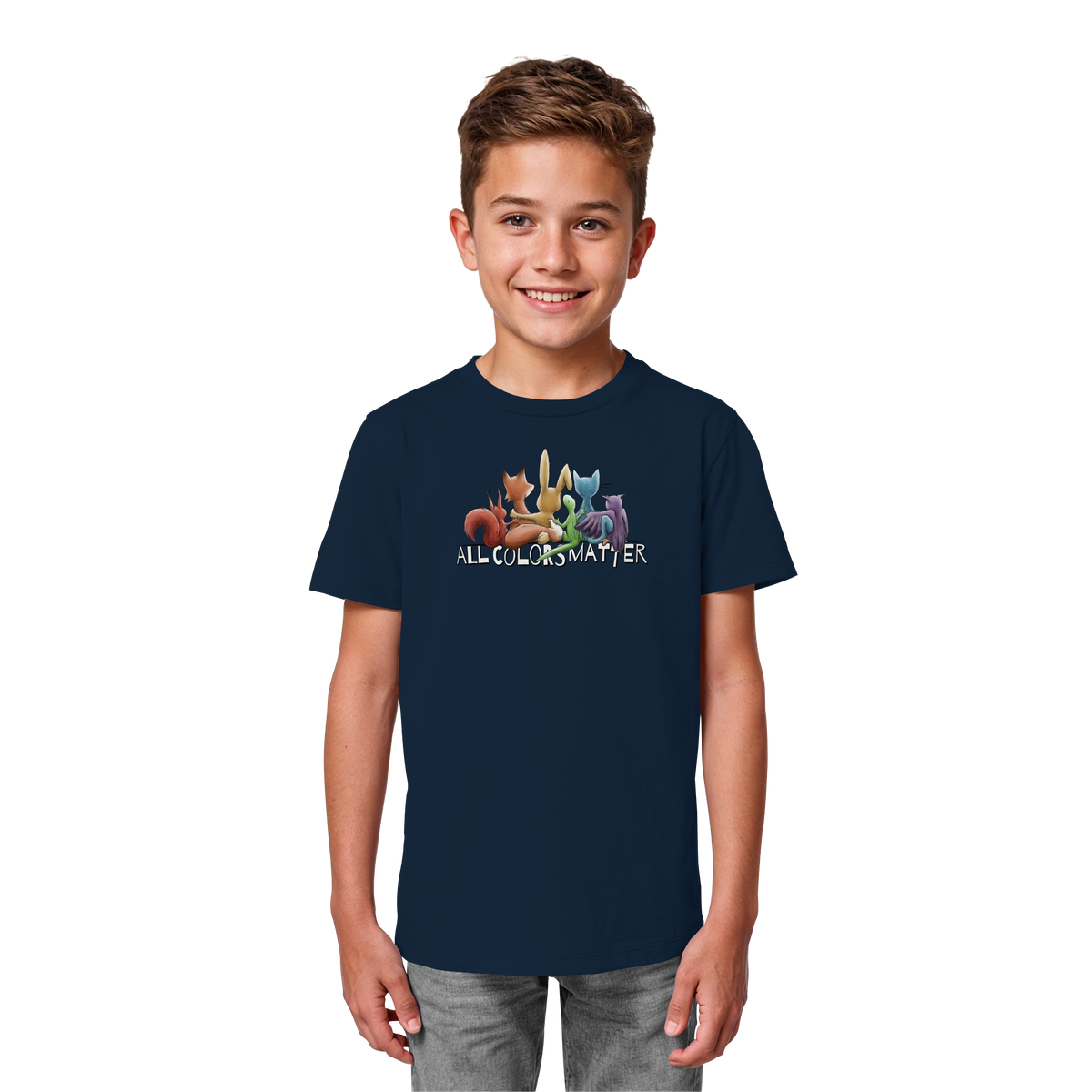 All Colors Matter! Regenbogen Tiere für Vielfalt - Kids Organic Shirt