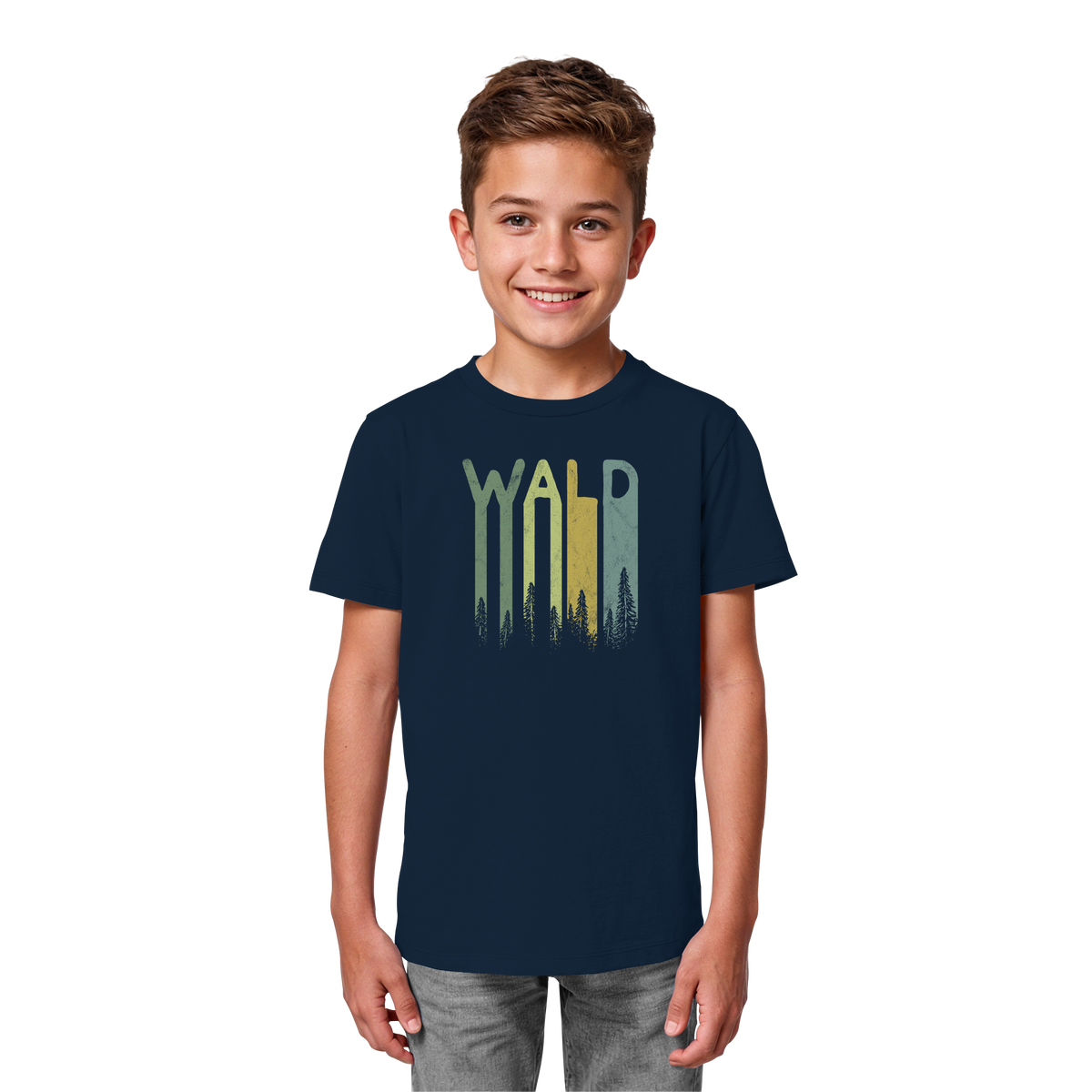 Wald Retro Forst Schriftzug - Kids Organic Shirt