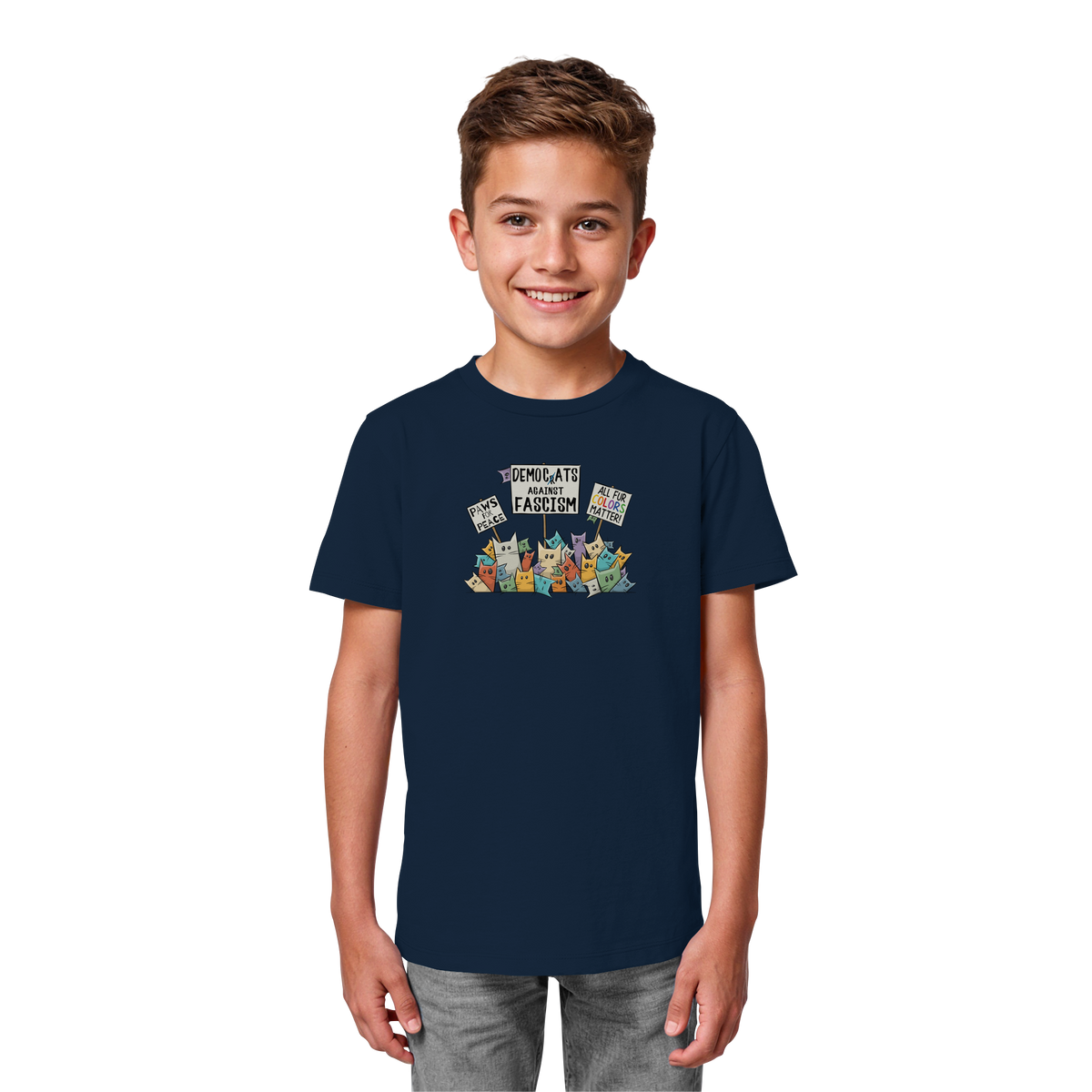Demo-Katzen gegen Faschismus und für Vielfalt - Kids Organic Shirt