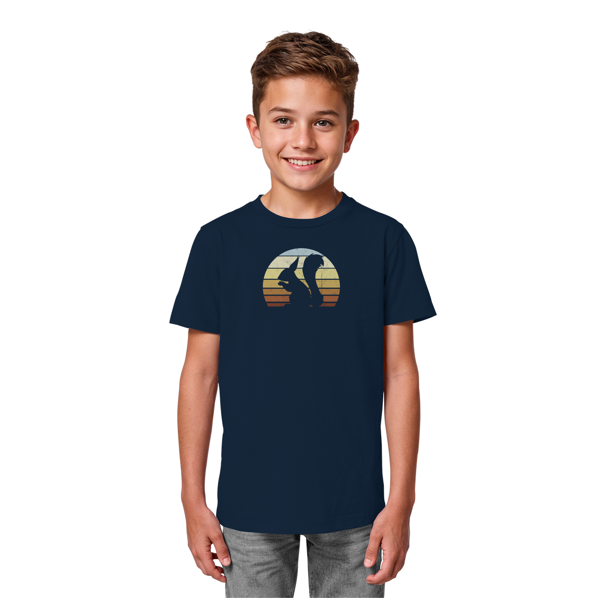 Retro Eichhörnchen Silhouette - Kids Organic Shirt