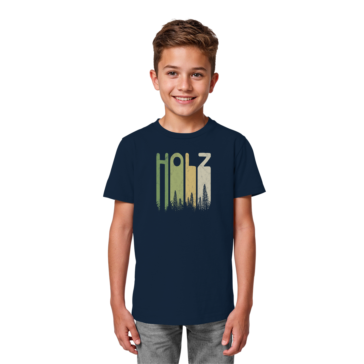 Holz Retro Wald Schriftzug - Kids Organic Shirt