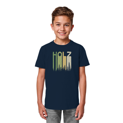 Holz Retro Wald Schriftzug - Kids Organic Shirt
