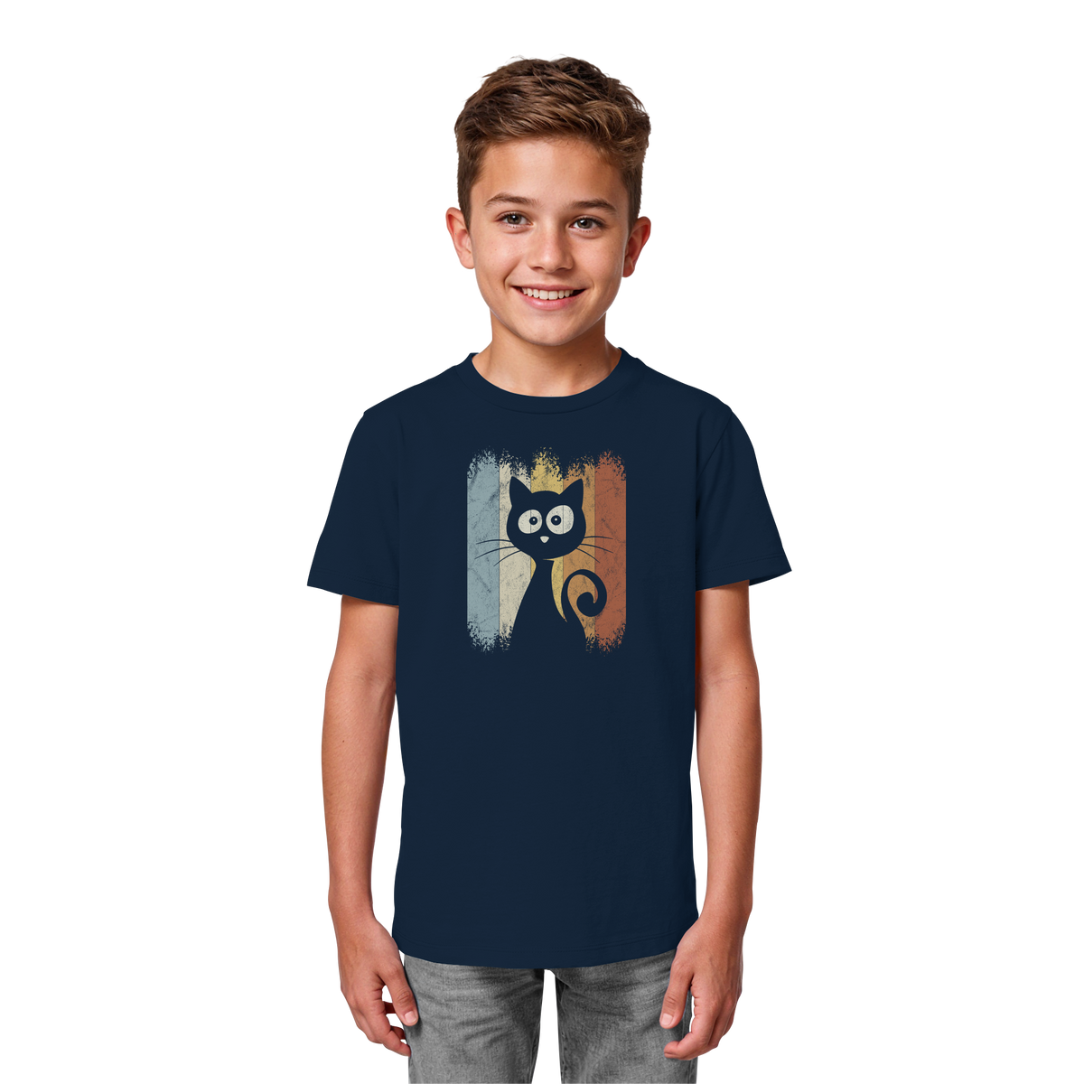 Retro Katze Silhouette - Kids Organic Shirt