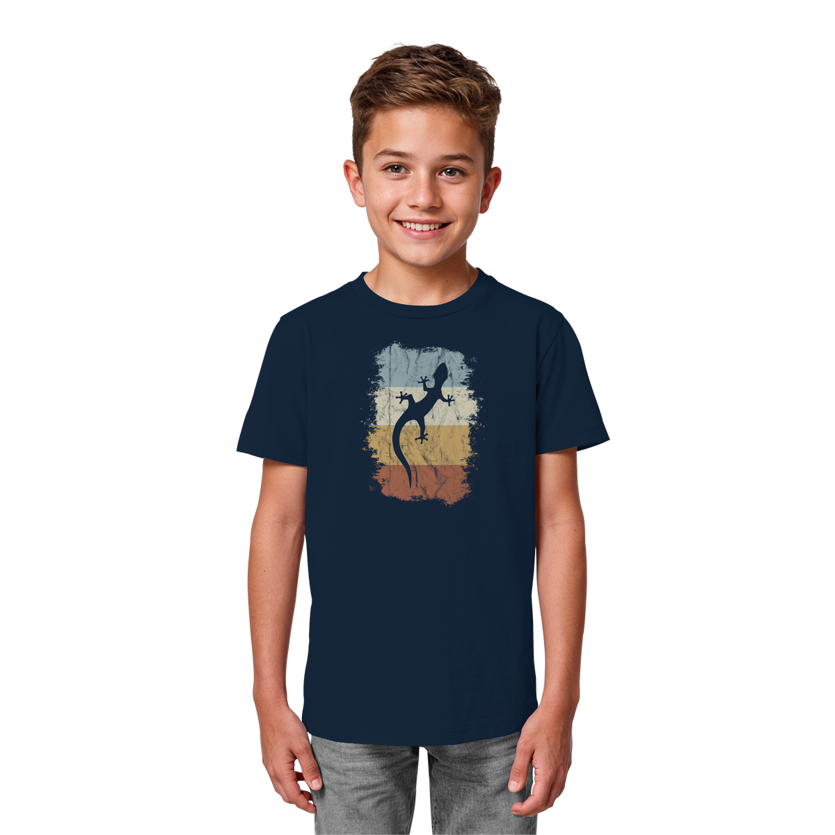 Retro Gecko Salamander Silhouette - Kids Organic Shirt