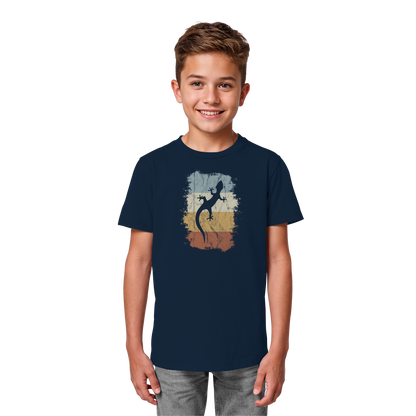 Retro Gecko Salamander Silhouette - Kids Organic Shirt