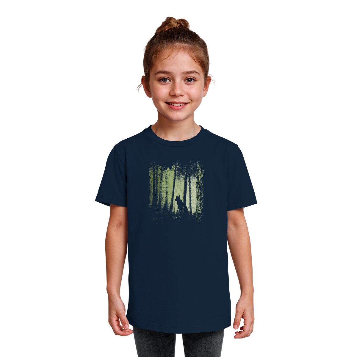 Luchs Wildkatze im Zwielicht Wald - Kids Organic Shirt