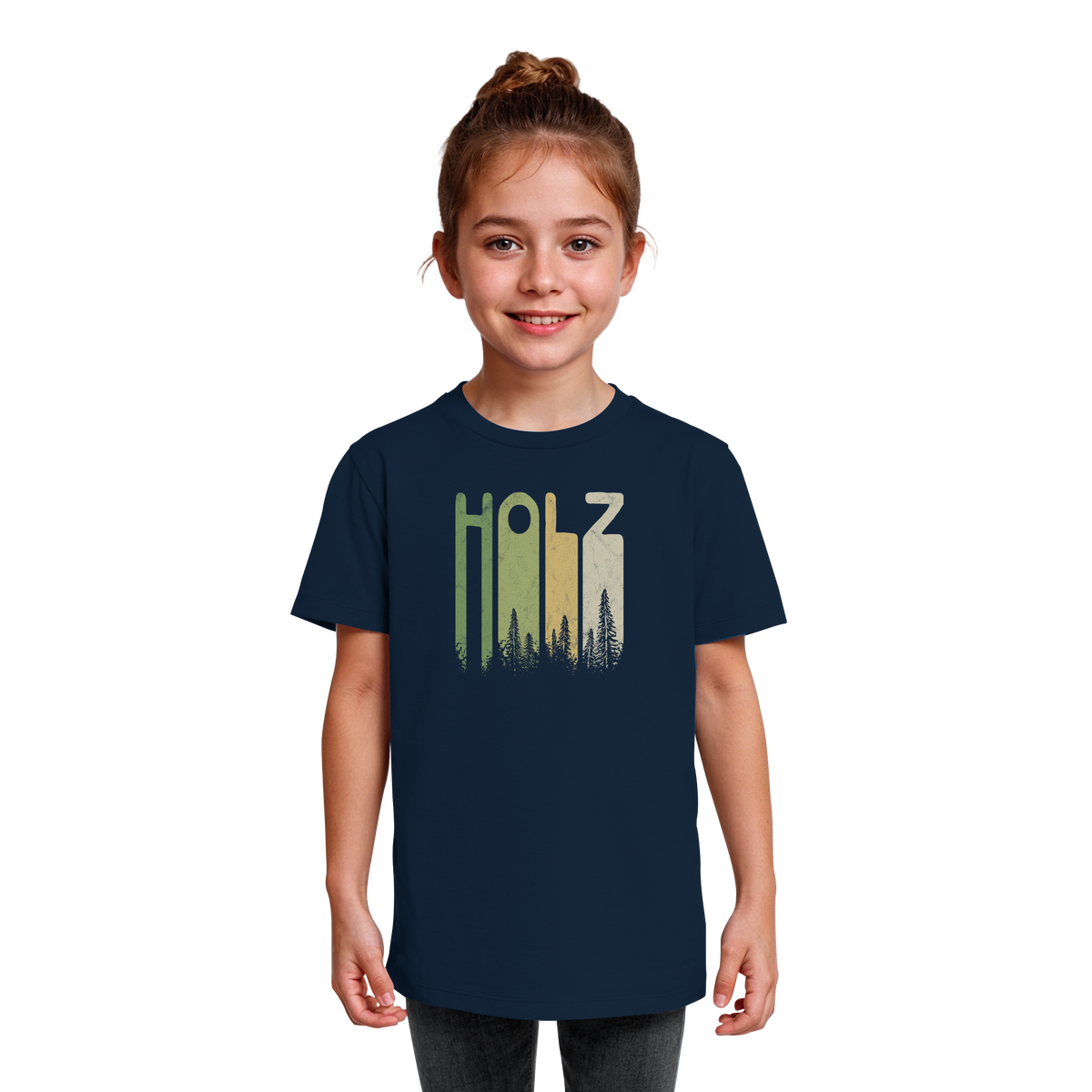 Holz Retro Wald Schriftzug - Kids Organic Shirt