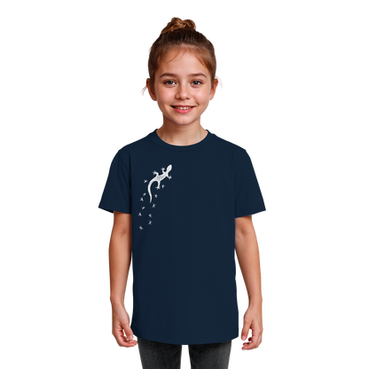 Gecko Eidechse Silhouette hell - Kids Organic Shirt