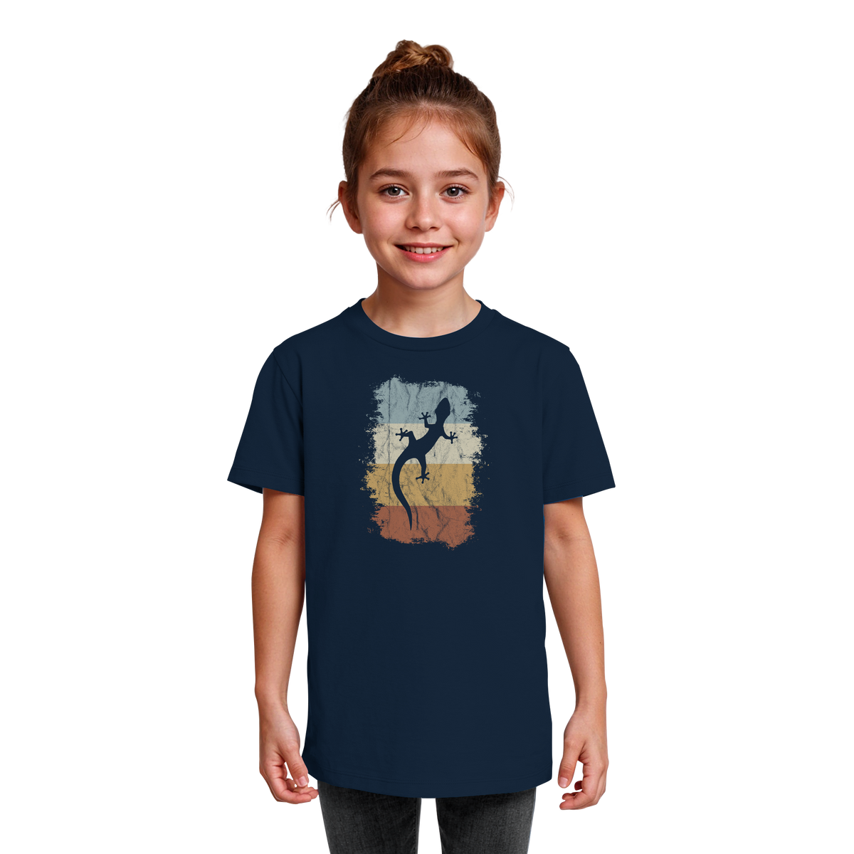 Retro Gecko Salamander Silhouette - Kids Organic Shirt