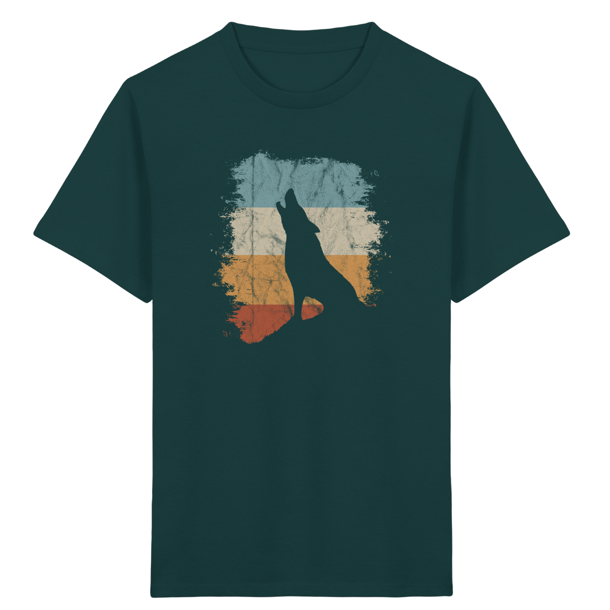 Retro Style lässig heulender Wolf  - Kids Organic Shirt
