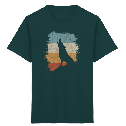 Retro Style lässig heulender Wolf  - Kids Organic Shirt