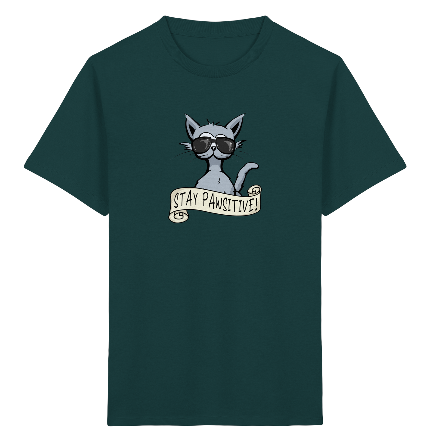 Stay Pawsitive Bleib lässig Hipster Katze - Kids Organic Shirt
