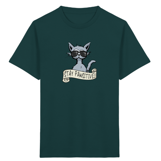 Stay Pawsitive Bleib lässig Hipster Katze - Kids Organic Shirt