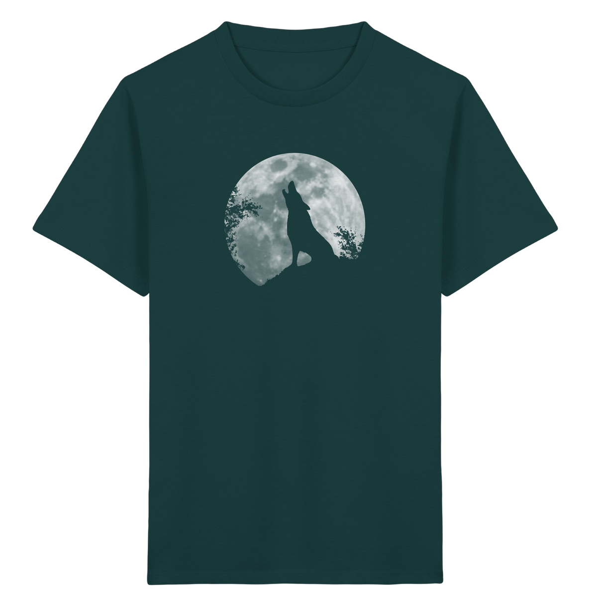 Heulender Wolf Silhouette vor Vollmond - Kids Organic Shirt