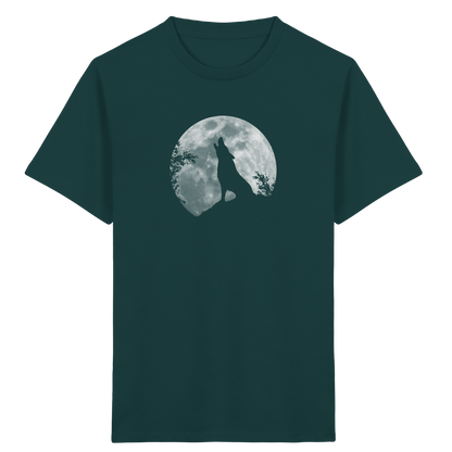 Heulender Wolf Silhouette vor Vollmond - Kids Organic Shirt