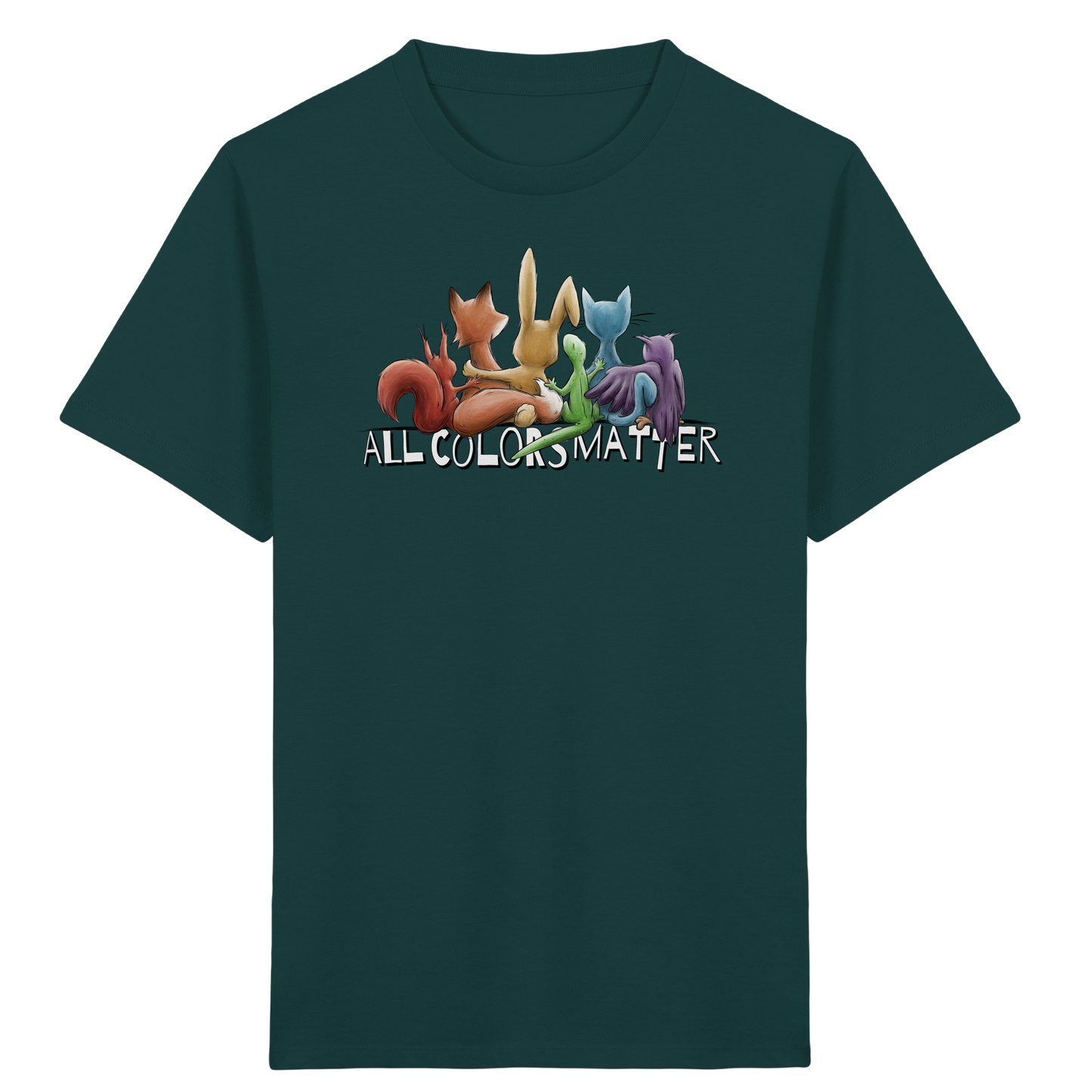 All Colors Matter! Regenbogen Tiere für Vielfalt - Kids Organic Shirt