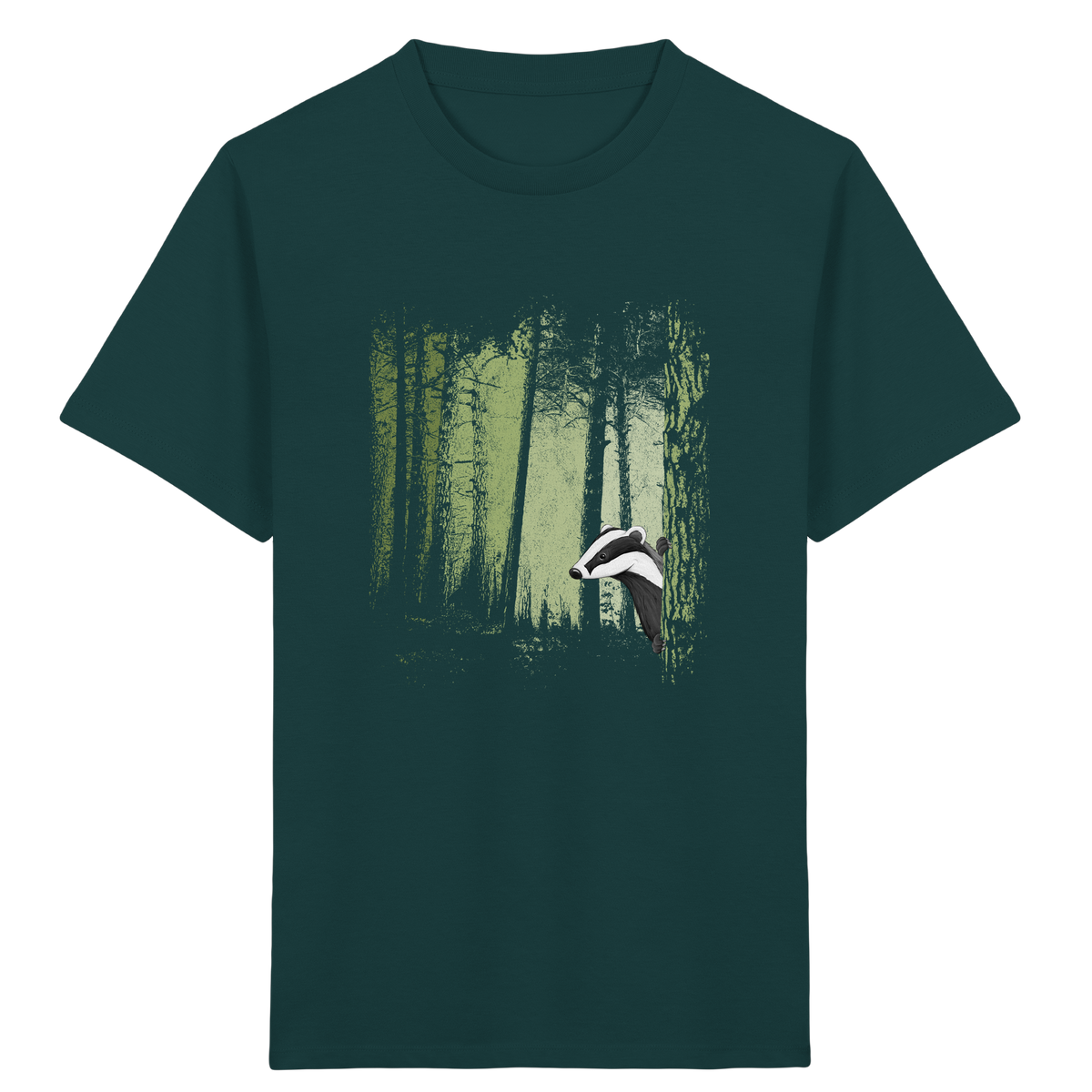 frecher Dachs im Zwielicht Wald - Kids Organic Shirt