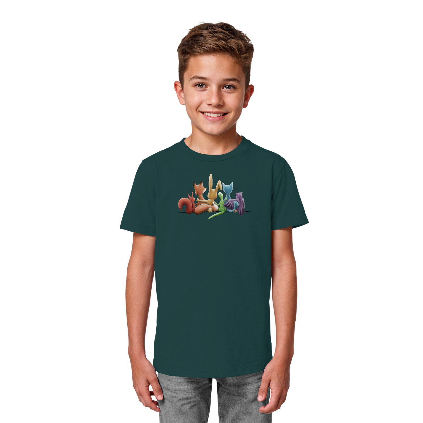 Regenbogen Tiere für Freundschaft, Toleranz und Vielfalt - Kids Organic Shirt