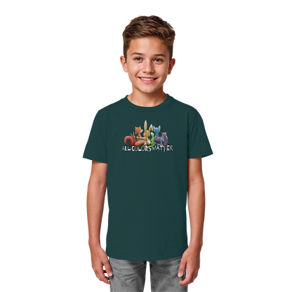 All Colors Matter! Regenbogen Tiere für Vielfalt - Kids Organic Shirt