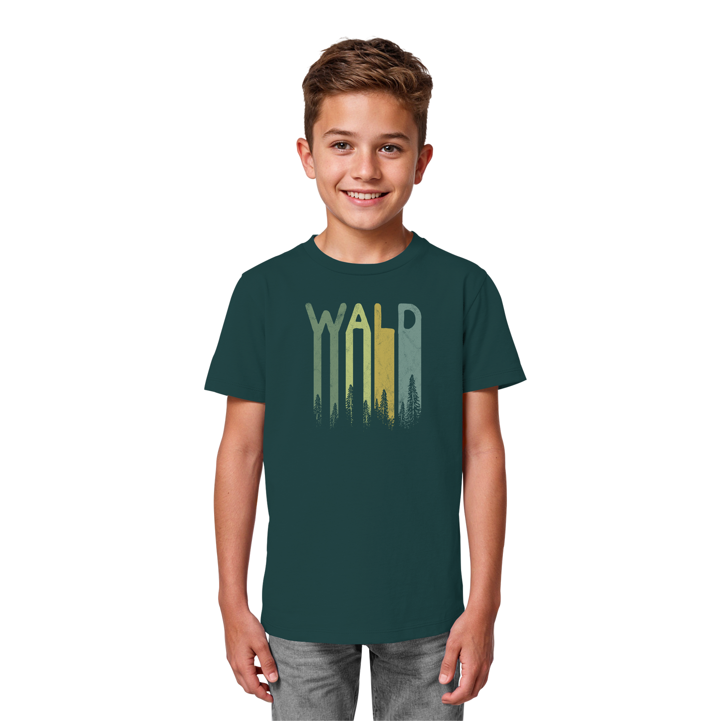 Wald Retro Forst Schriftzug - Kids Organic Shirt