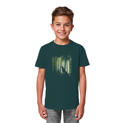 Einsamer Wolf im Zwielicht Wald  - Kids Organic Shirt