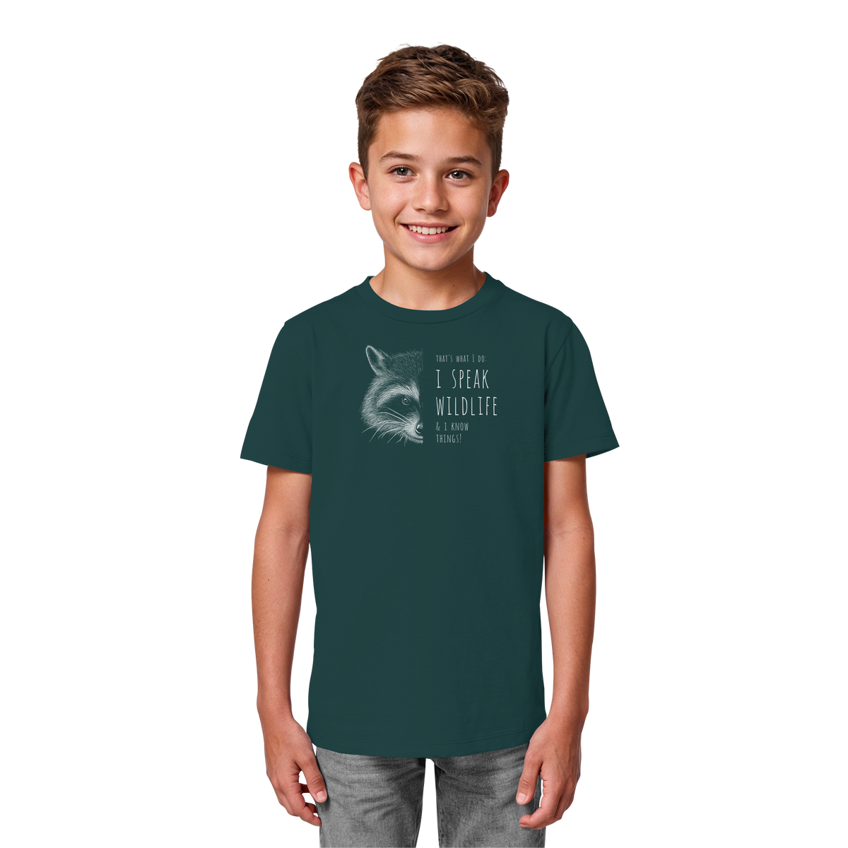 I Speak Wildlife And I Know Waschbär - Kids Organic Shirt