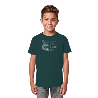 I Speak Wildlife And I Know Waschbär - Kids Organic Shirt