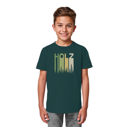 Holz Retro Wald Schriftzug - Kids Organic Shirt