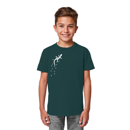 Gecko Eidechse Silhouette hell - Kids Organic Shirt