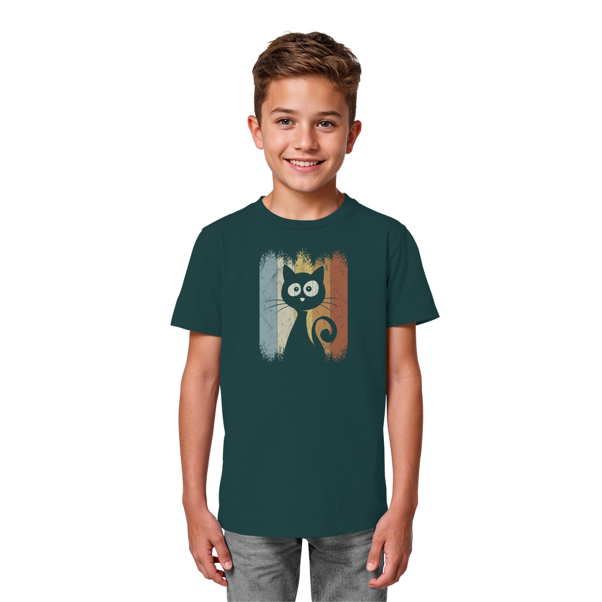 Retro Katze Silhouette - Kids Organic Shirt
