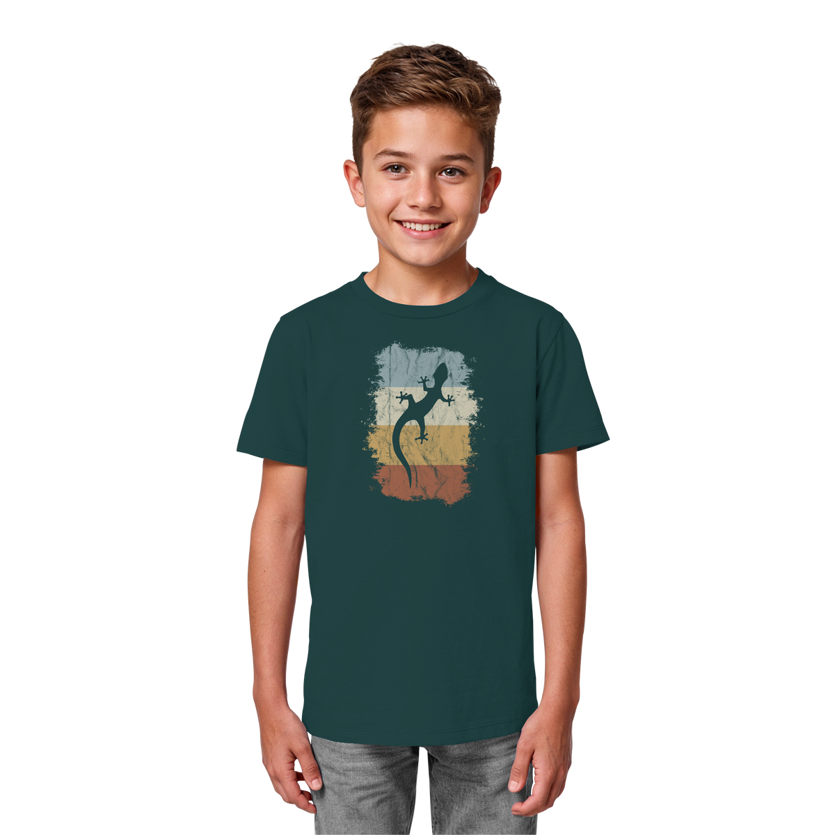 Retro Gecko Salamander Silhouette - Kids Organic Shirt