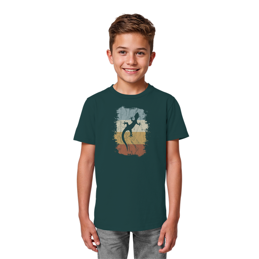 Retro Gecko Salamander Silhouette - Kids Organic Shirt