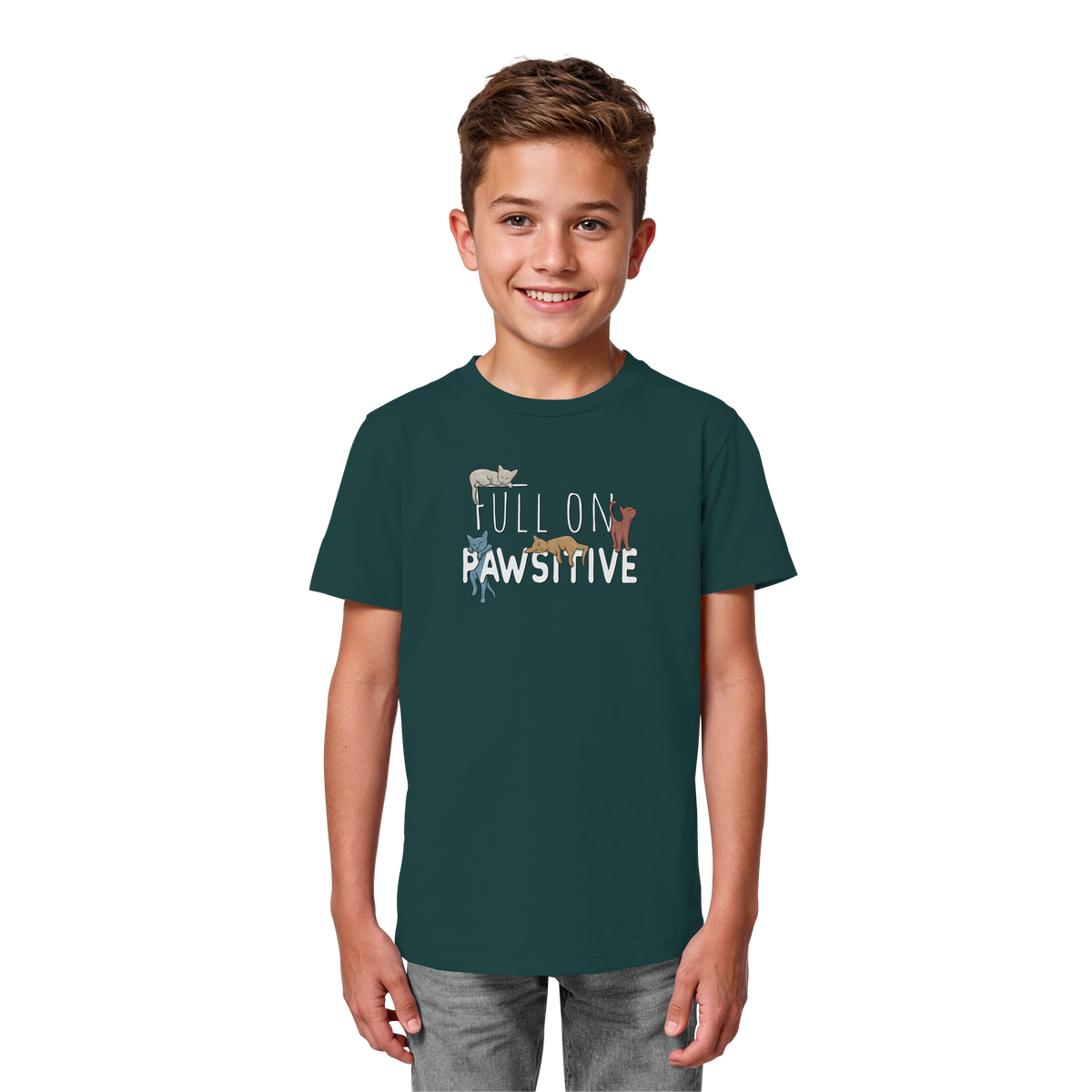 Full On Pawsitive! Gechillte Katzen - Kids Organic Shirt