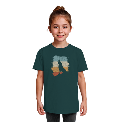 Retro Style lässig heulender Wolf  - Kids Organic Shirt