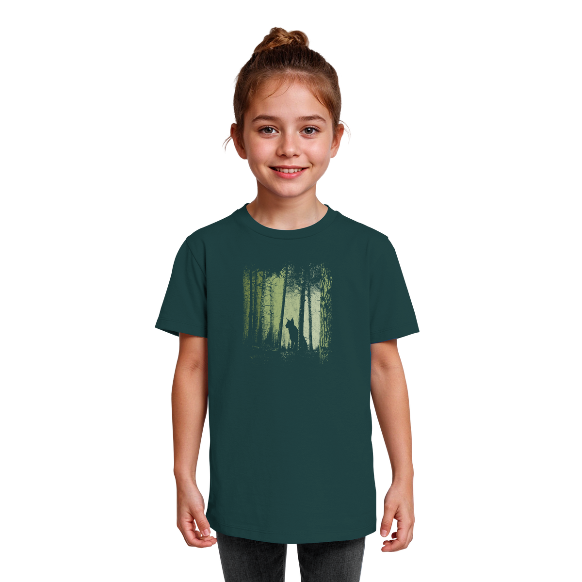 Luchs Wildkatze im Zwielicht Wald - Kids Organic Shirt