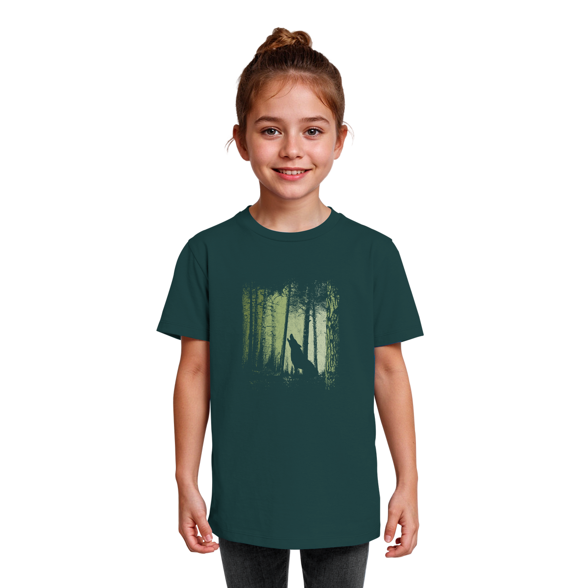 Einsamer Wolf im Zwielicht Wald  - Kids Organic Shirt