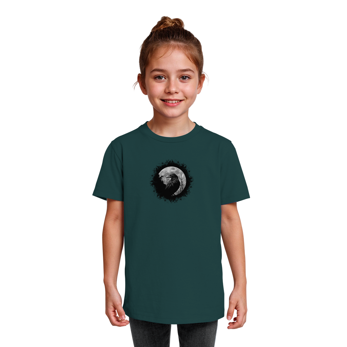 Schwarzer Rabe bei Vollmond  - Kids Organic Shirt