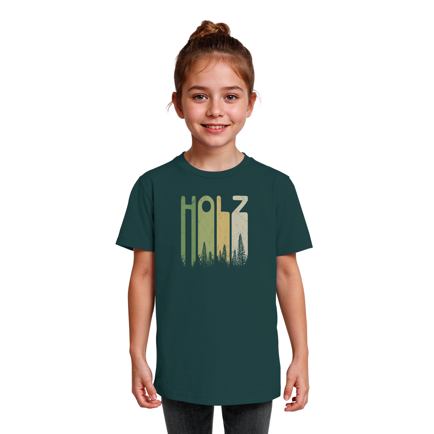 Holz Retro Wald Schriftzug - Kids Organic Shirt