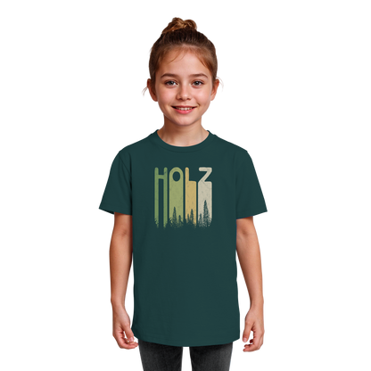 Holz Retro Wald Schriftzug - Kids Organic Shirt