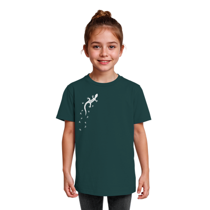 Gecko Eidechse Silhouette hell - Kids Organic Shirt