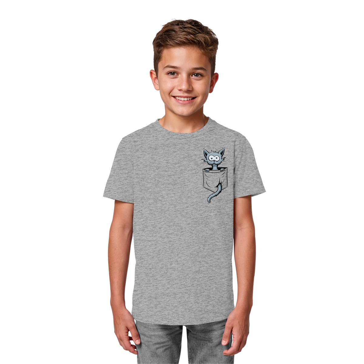 Verrückte Katze in Deiner Brust-Tasche - Kids Organic Shirt