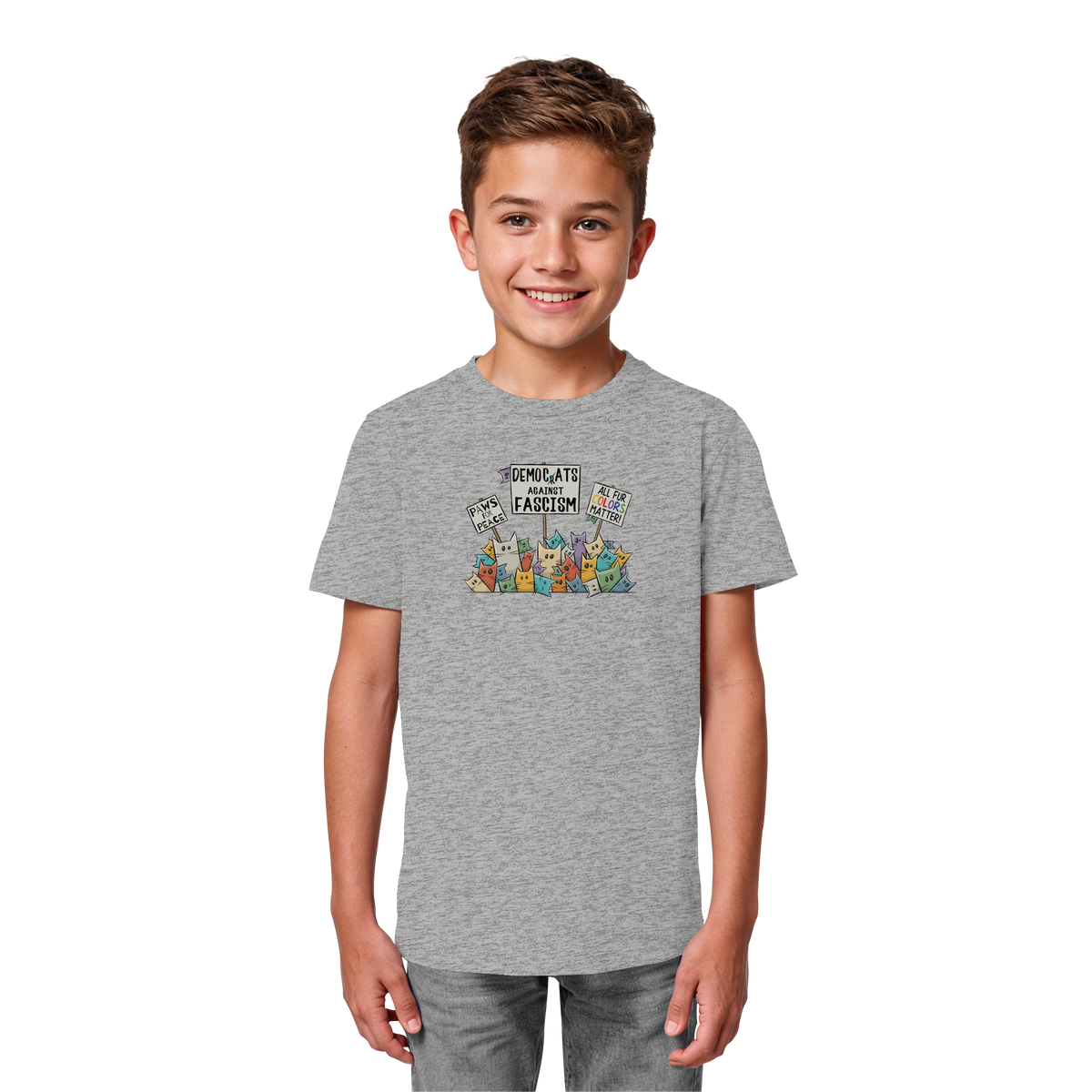 Demo-Katzen gegen Faschismus und für Vielfalt - Kids Organic Shirt