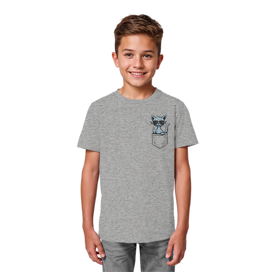 "Fuck Off" Mittelfinger Katze in der Tasche - Kids Organic Shirt