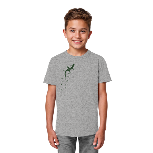 Gecko Eidechse Silhouette dunkel - Kids Organic Shirt