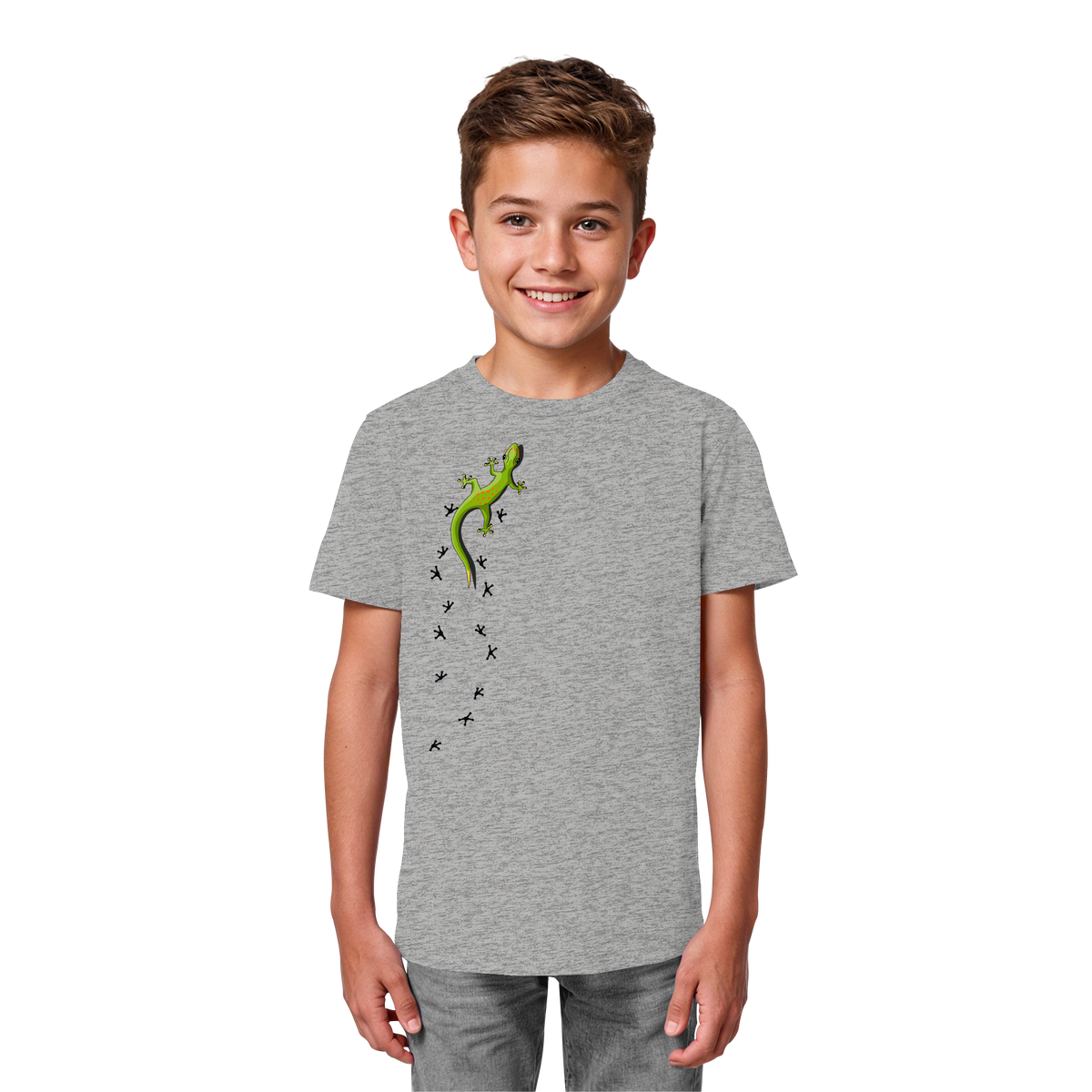 Kletternder Gecko mit Spuren - Kids Organic Shirt