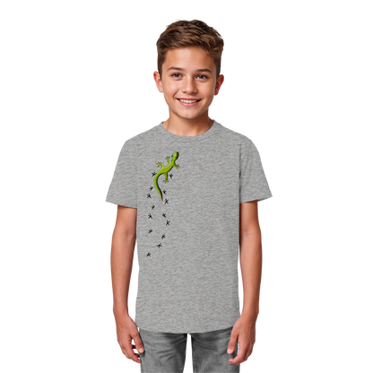 Kletternder Gecko mit Spuren - Kids Organic Shirt