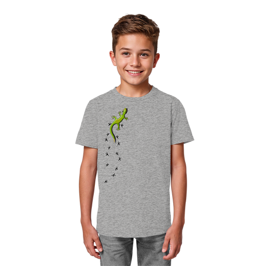 Kletternder Gecko mit Spuren - Kids Organic Shirt