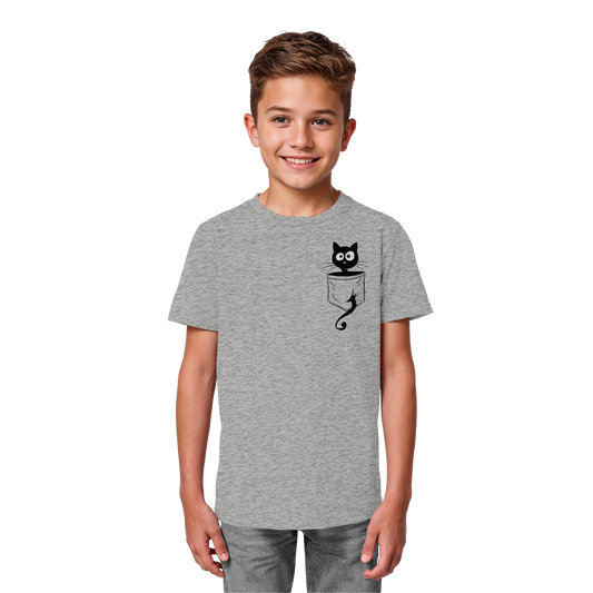 Schwarze Katze in der Tasche - Kids Organic Shirt