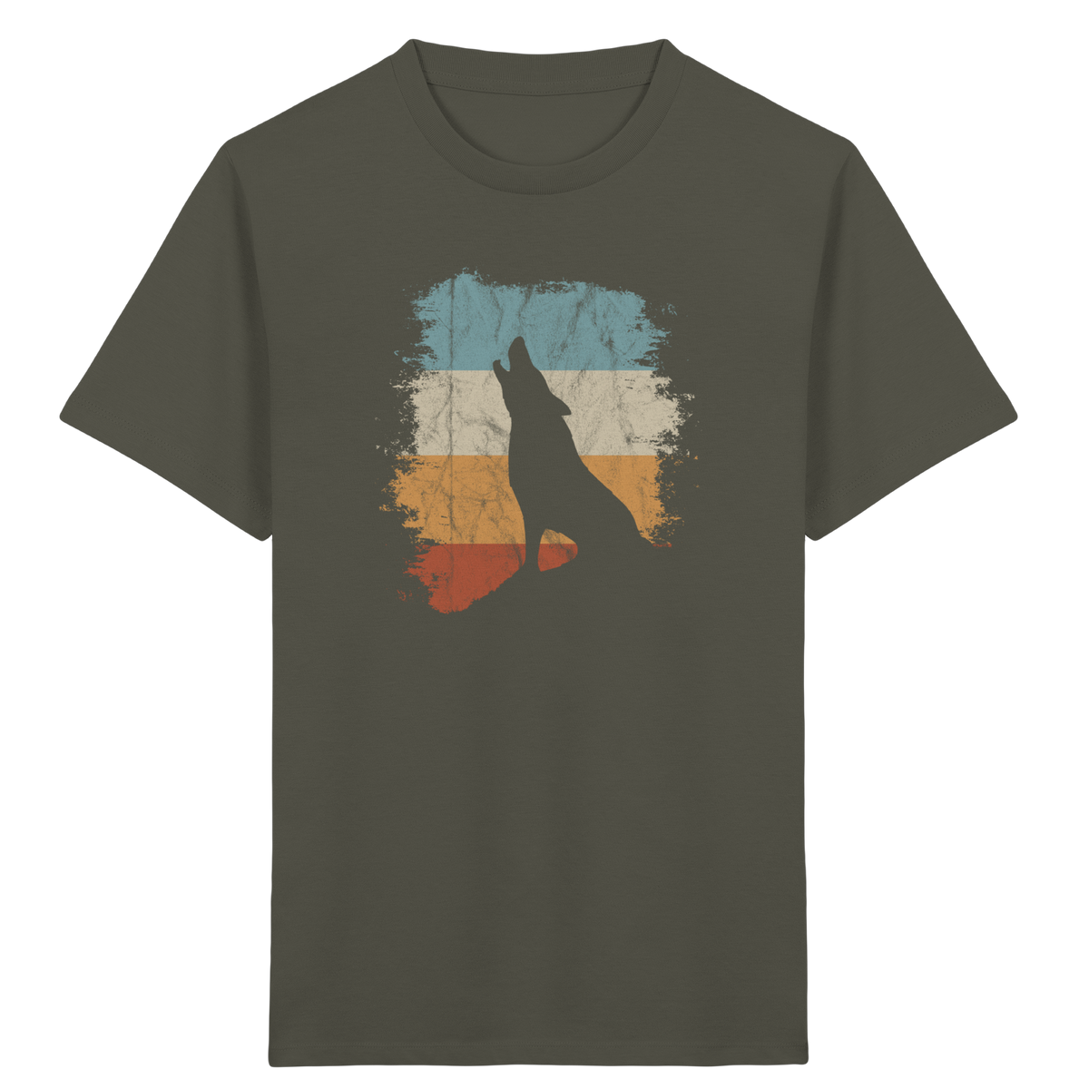 Retro Style lässig heulender Wolf  - Kids Organic Shirt