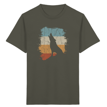 Retro Style lässig heulender Wolf  - Kids Organic Shirt